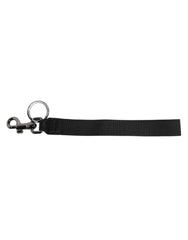 Dolce & Gabbana Black Logo Nylon Silver Brass Men Holder Keychain Keyring -   -  Dolce & Gabbana.