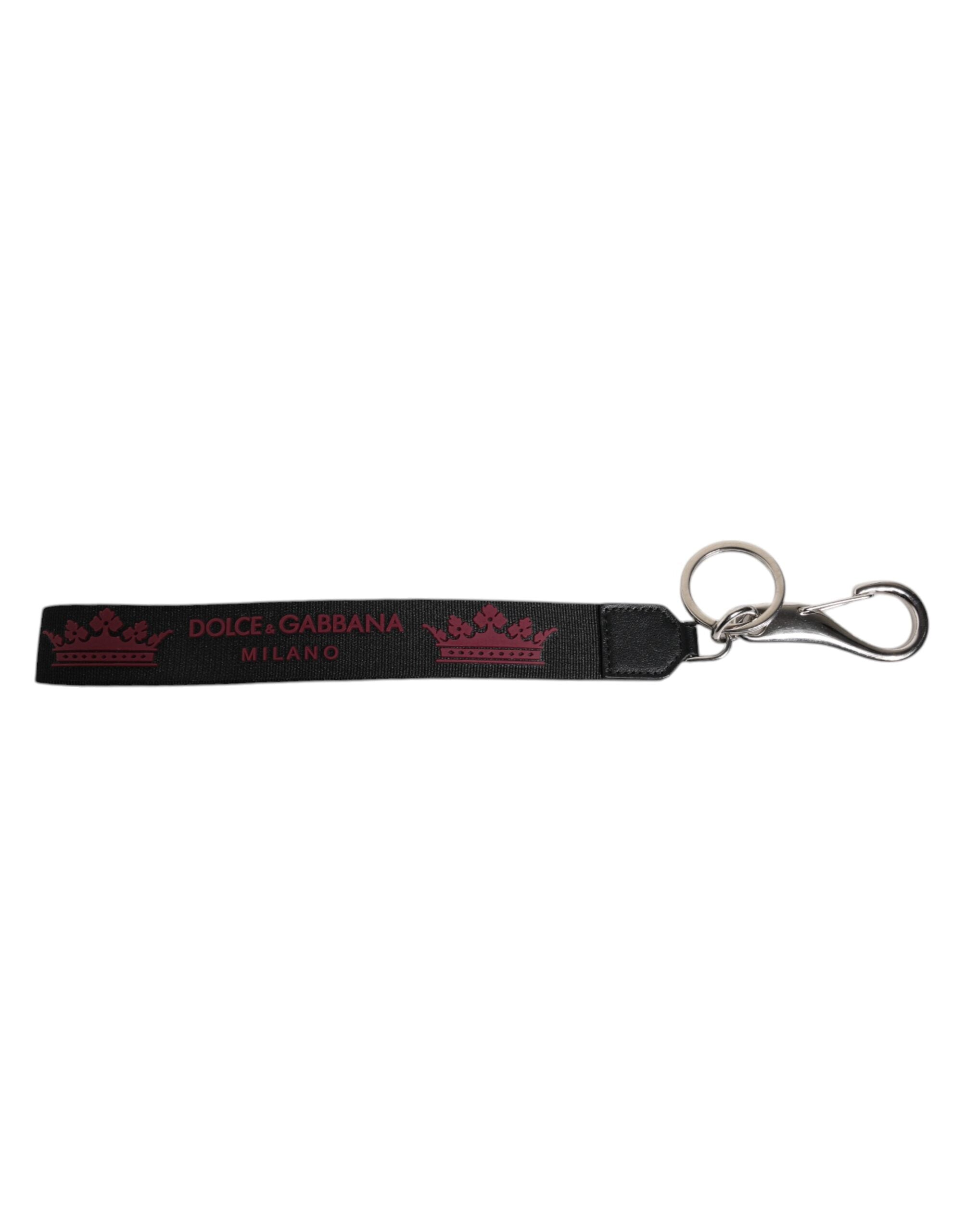 Dolce & Gabbana Black Nylon Logo DG Crown Men's Holder Keychain Keyring -   -  Dolce & Gabbana.