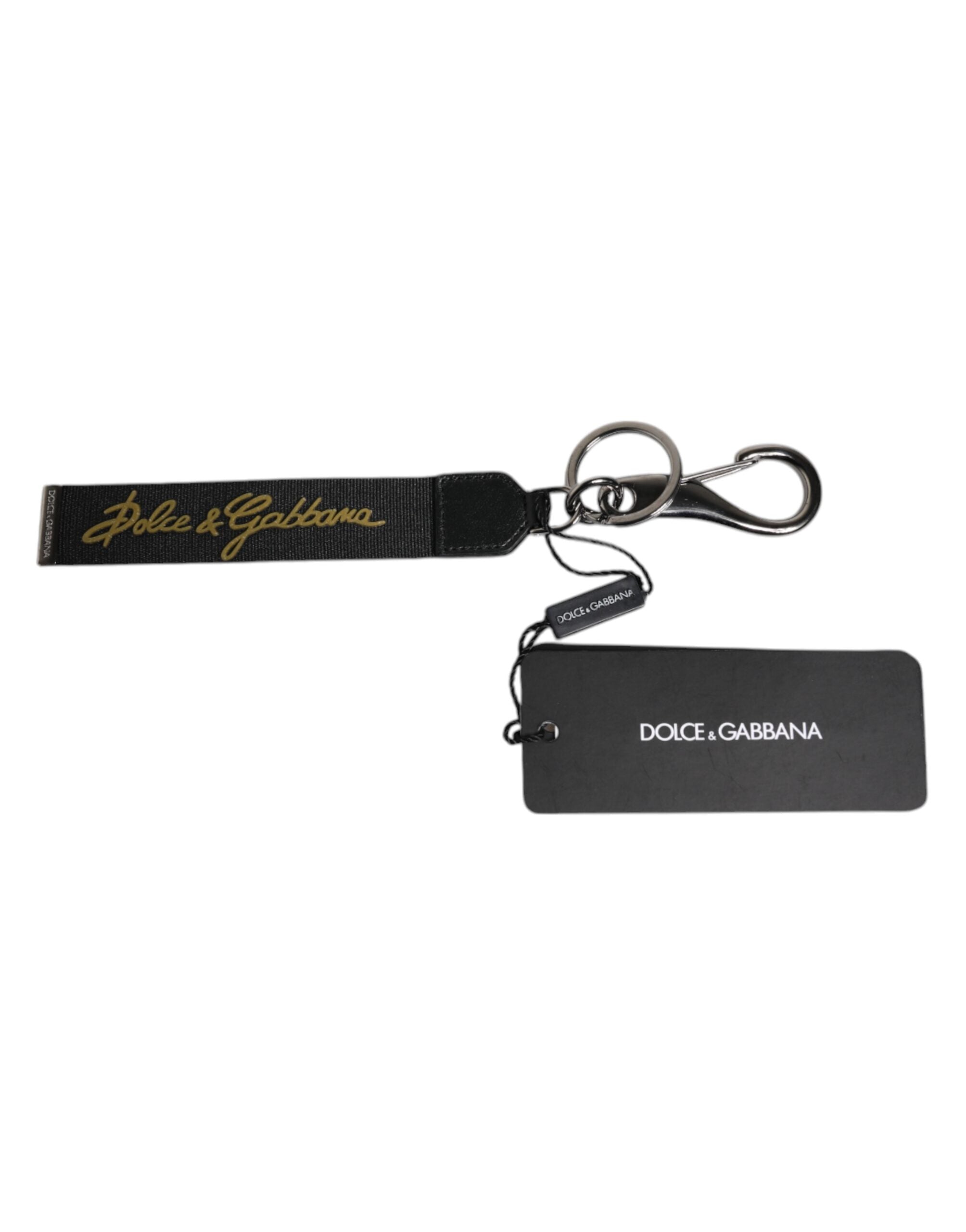 Dolce & Gabbana Black Logo Nylon Silver Brass Men Holder Keychain Keyring -   -  Dolce & Gabbana. Dolce & Gabbana Black Logo Nylon Silver Brass Men Holder Keychain Keyring -   -  Dolce & Gabbana.