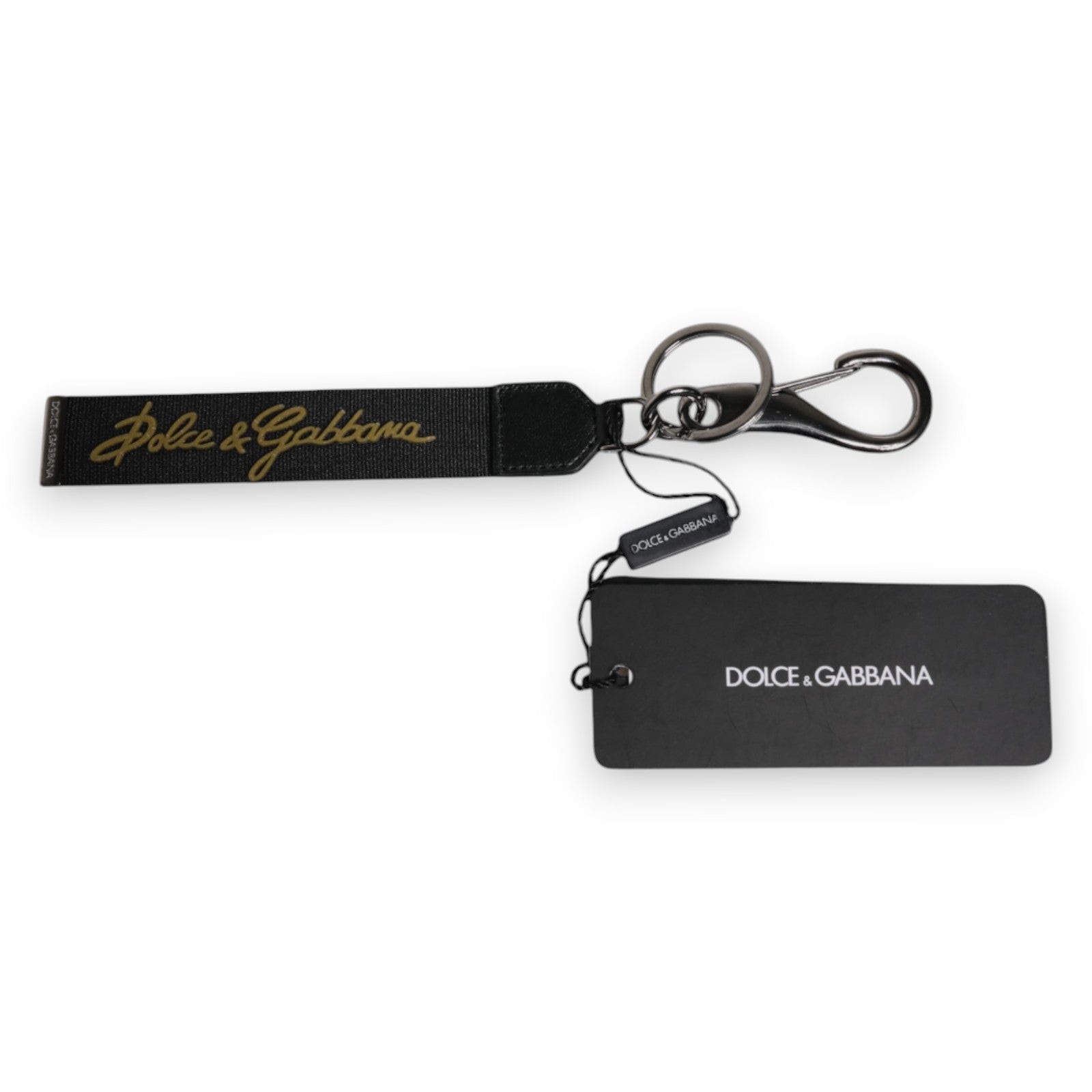 Dolce & Gabbana Black Logo Nylon Silver Brass Men Holder Keychain Keyring -   -  Dolce & Gabbana. Dolce & Gabbana Black Logo Nylon Silver Brass Men Holder Keychain Keyring -   -  Dolce & Gabbana.