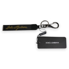 Dolce & Gabbana Black Logo Nylon Silver Brass Men Holder Keychain Keyring -   -  Dolce & Gabbana.