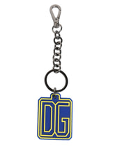 Dolce & Gabbana Blue Yellow DG Rubber Logo Silver Men's Keychain Keyring -   -  Dolce & Gabbana.