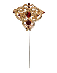Dolce & Gabbana Gold Tone Red Crystal Embellish 925 Sterling Silver Pin -   -  Dolce & Gabbana.