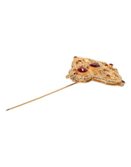 Dolce & Gabbana Gold Tone Red Crystal Embellish 925 Sterling Silver Pin -   -  Dolce & Gabbana.