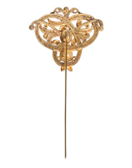 Dolce & Gabbana Gold Tone Red Crystal Embellish 925 Sterling Silver Pin -   -  Dolce & Gabbana.