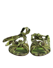 Dolce & Gabbana Green Animal Print Ankle Wrap Sandals Shoes -   -  Dolce & Gabbana.