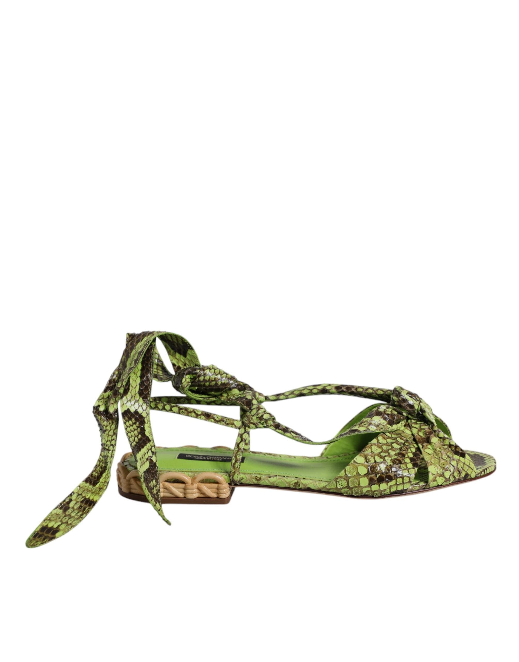 Dolce & Gabbana Green Animal Print Ankle Wrap Sandals Shoes -   -  Dolce & Gabbana. Dolce & Gabbana Green Animal Print Ankle Wrap Sandals Shoes -   -  Dolce & Gabbana.