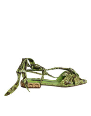 Dolce & Gabbana Green Animal Print Ankle Wrap Sandals Shoes -   -  Dolce & Gabbana.
