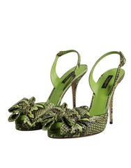 Dolce & Gabbana Green Python Leather Heels Sandals Shoes -   -  Dolce & Gabbana.