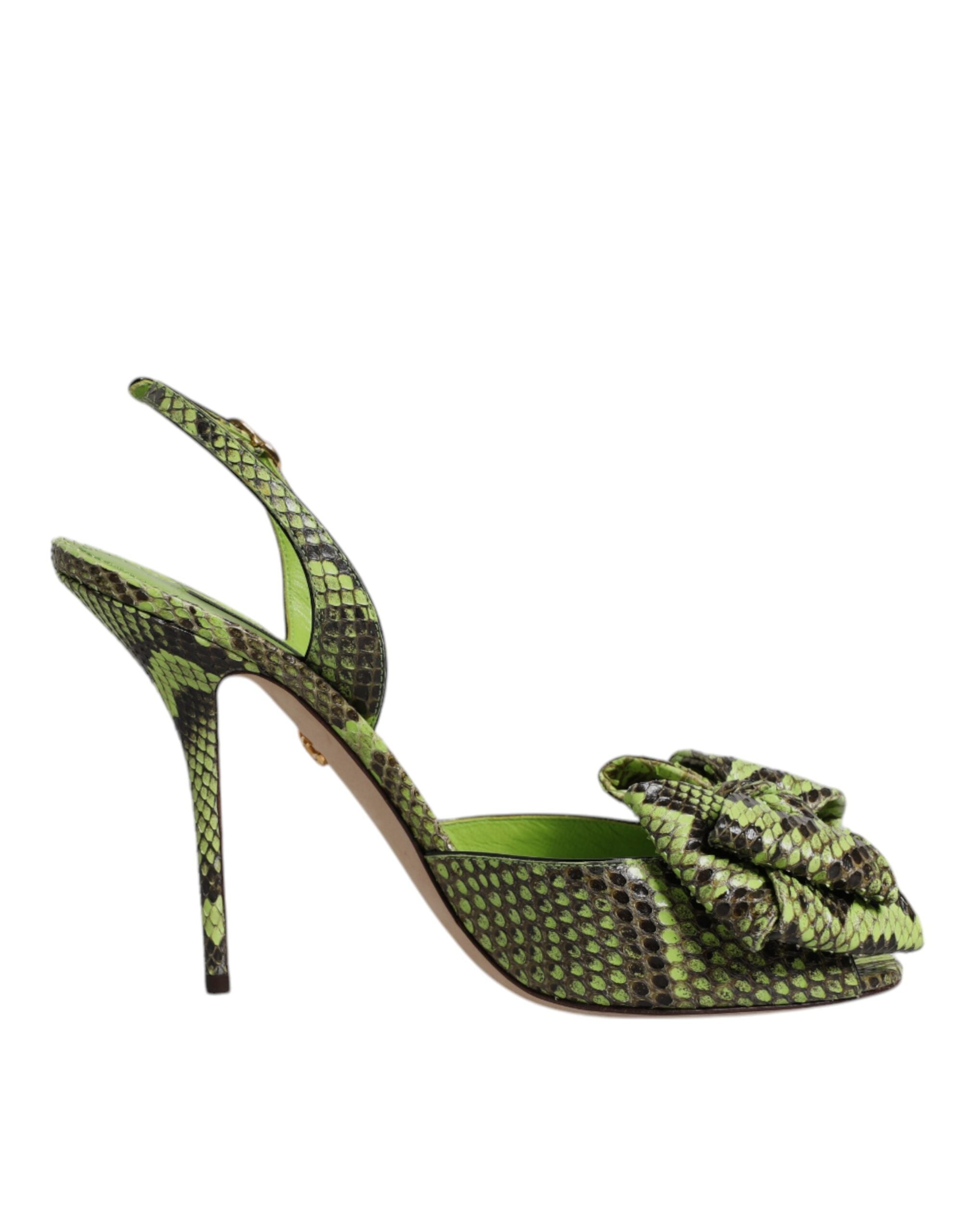 Dolce & Gabbana Green Python Leather Heels Sandals Shoes -   -  Dolce & Gabbana.