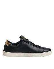 Dolce & Gabbana Black Leather Gold Red Heart Sneakers Shoes -   -  Dolce & Gabbana.