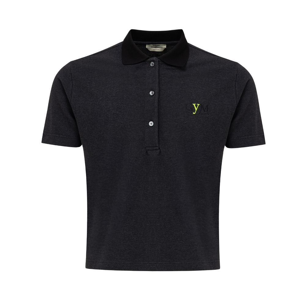 Fendi Black Cotton Polo Shirt -   -  Fendi.