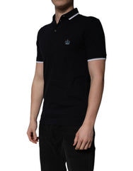 Dolce & Gabbana Black Cotton Crown Collared Polo T-shirt -   -  Dolce & Gabbana.