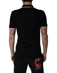 Dolce & Gabbana Black Cotton Crown Collared Polo T-shirt -   -  Dolce & Gabbana.