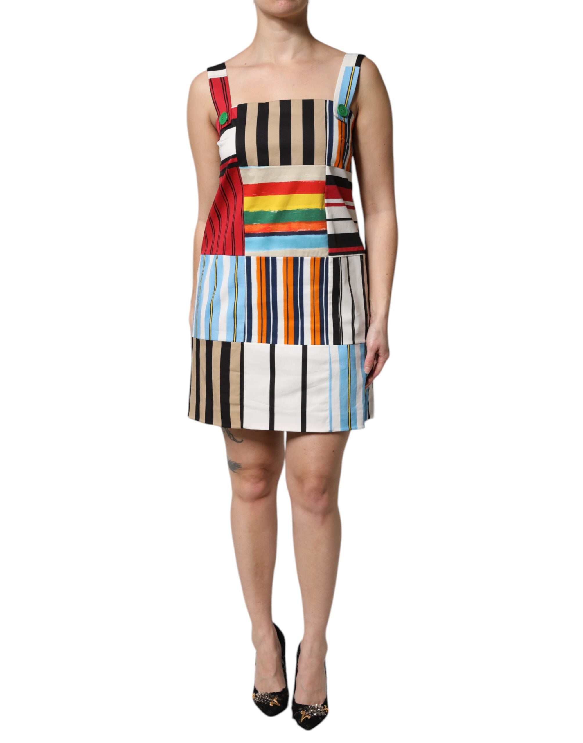 Dolce & Gabbana Multicolor Cotton Stripe Sleeveless Dress -   -  Dolce & Gabbana.