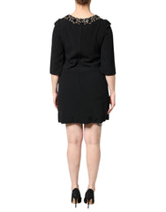 Dolce & Gabbana Black Crystal Embellished Round Neck Mini Dress -   -  Dolce & Gabbana.