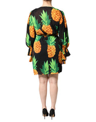 Dolce & Gabbana Black Silk Pineapple Draped Print Wrap Dress -   -  Dolce & Gabbana.