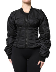 Dolce & Gabbana Black Nylon Full Zip Bustier Corset Jacket -   -  Dolce & Gabbana.