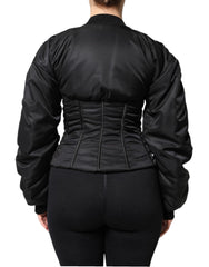 Dolce & Gabbana Black Nylon Full Zip Bustier Corset Jacket -   -  Dolce & Gabbana.