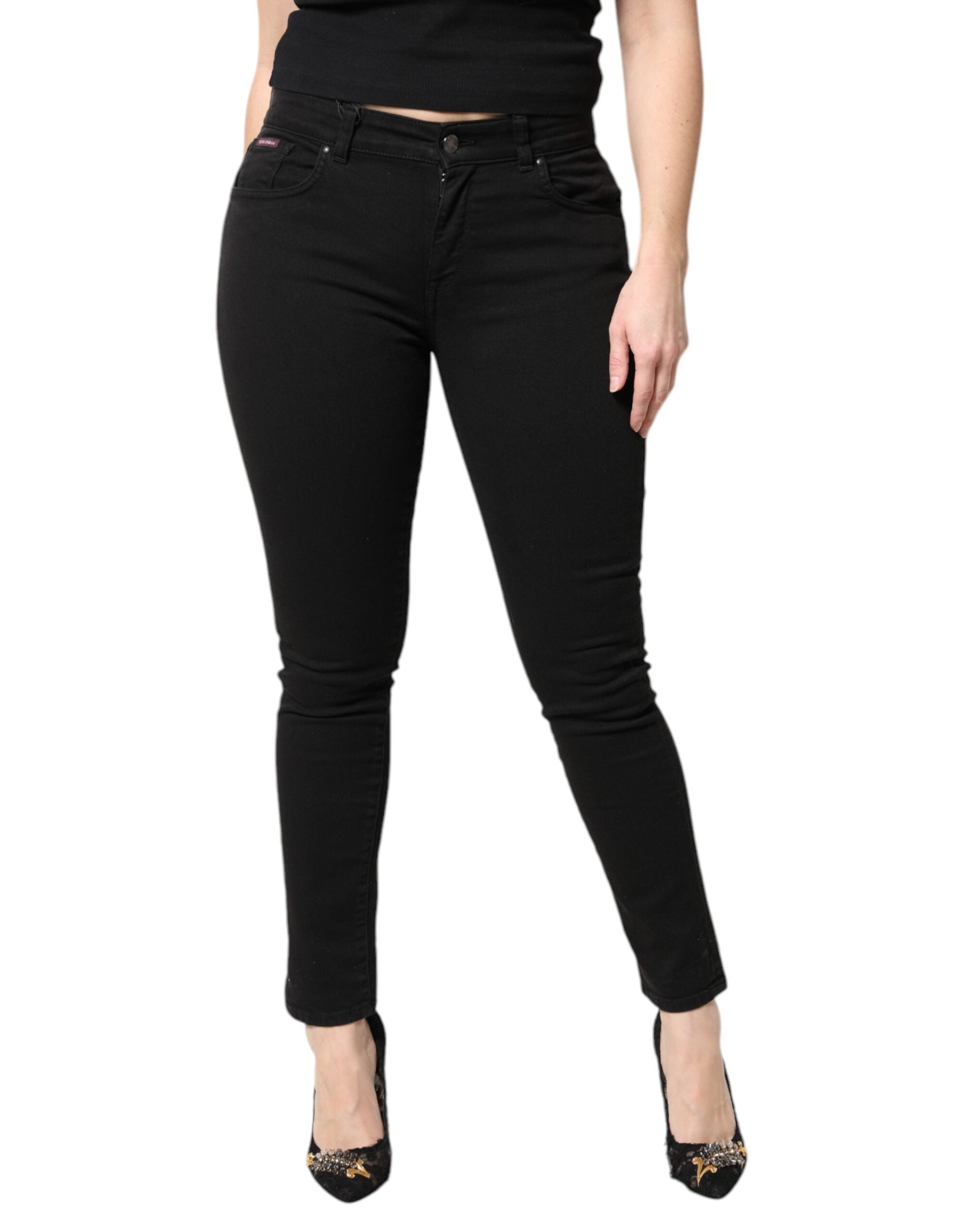 Dolce & Gabbana Black Cotton Mid Waisted Skinny Denim Jeans -   -  Dolce & Gabbana.