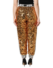 Dolce & Gabbana Metallic Gold DG Logo Sequined Jogger Pants -   -  Dolce & Gabbana.