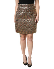 Dolce & Gabbana Brown Polyester Brocade A-line Mini Skirt -   -  Dolce & Gabbana.
