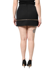 Dolce & Gabbana Black Virgin Wool High Waisted Mini Skirt -   -  Dolce & Gabbana.