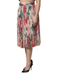 Dolce & Gabbana Multicolor Silk Floral High Waist Midi Skirt -   -  Dolce & Gabbana.
