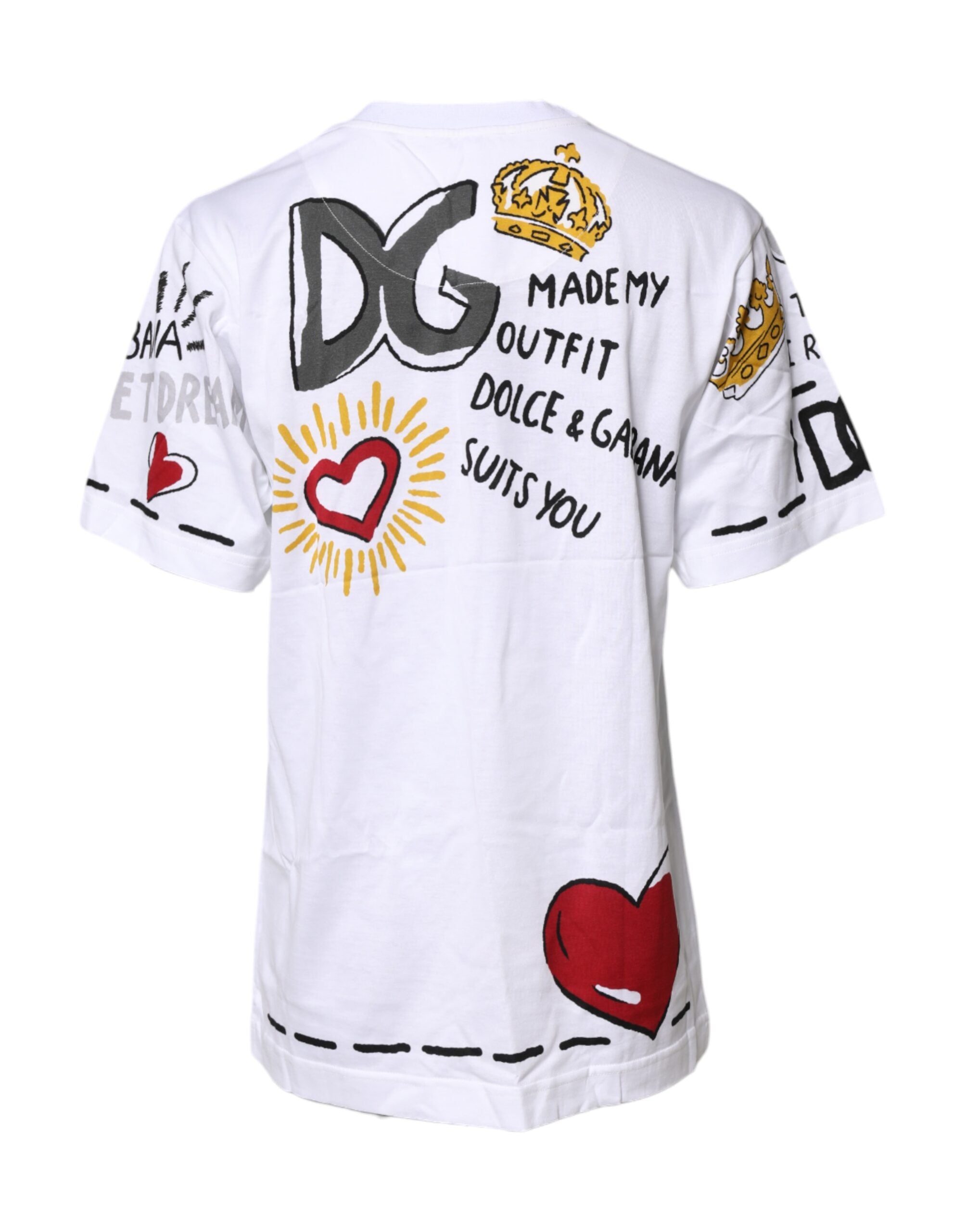Dolce & Gabbana White Short-Sleeved Printed Jersey T-shirt -   -  Dolce & Gabbana. Dolce & Gabbana White Short-Sleeved Printed Jersey T-shirt -   -  Dolce & Gabbana.