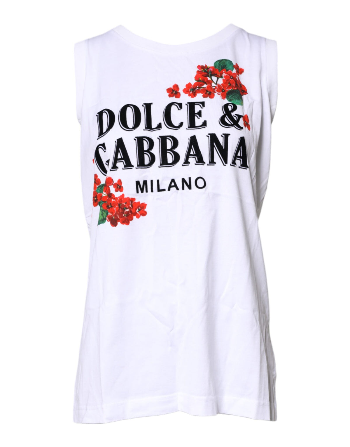 Dolce & Gabbana White Floral Printed Cotton Sleeveless T-shirt -   -  Dolce & Gabbana.