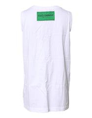 Dolce & Gabbana White Floral Printed Cotton Sleeveless T-shirt -   -  Dolce & Gabbana.