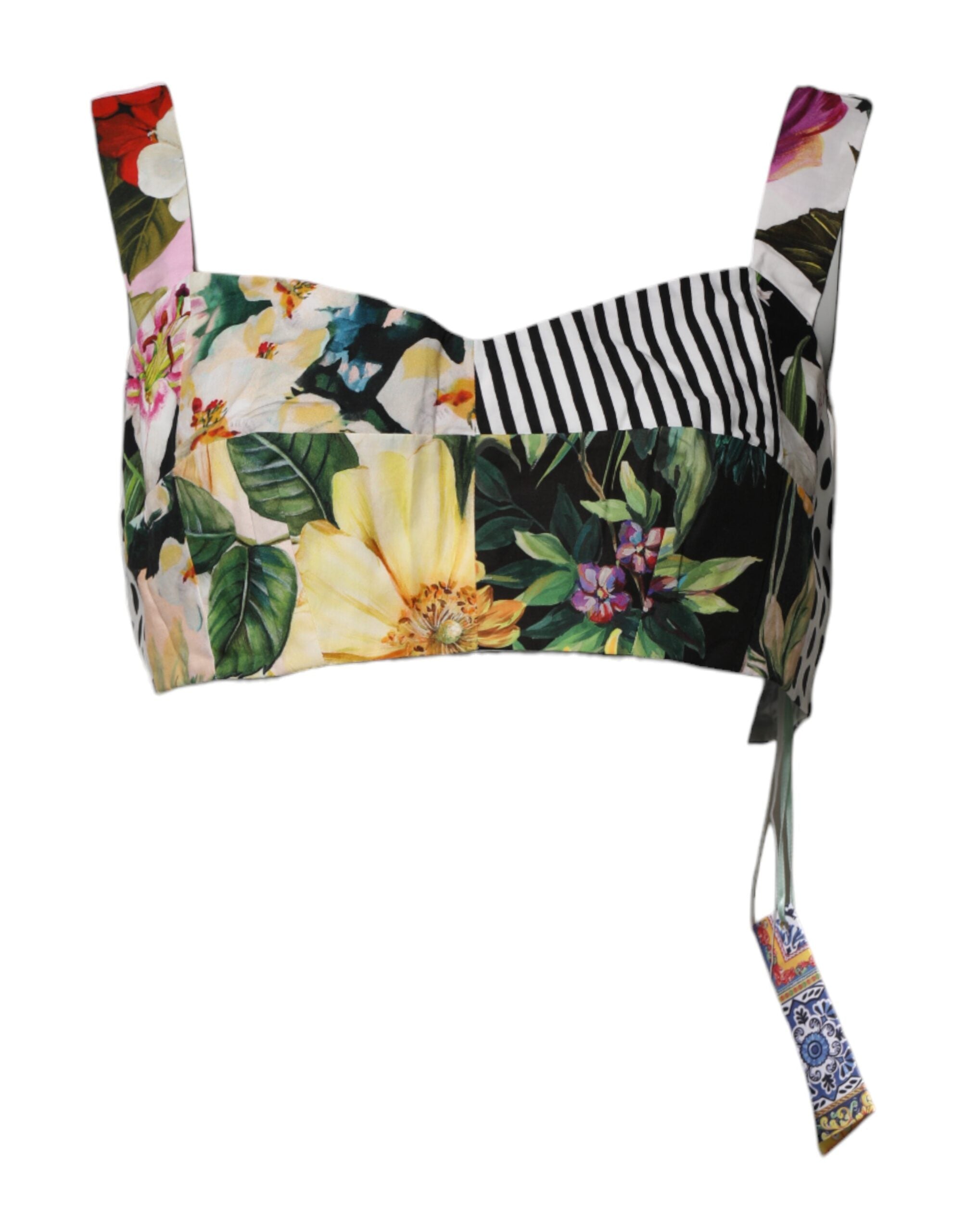 Dolce & Gabbana Multicolor Sweetheart Neck Patchwork Crop Top -   -  Dolce & Gabbana. Dolce & Gabbana Multicolor Sweetheart Neck Patchwork Crop Top -   -  Dolce & Gabbana.