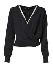 Dolce & Gabbana Grey Cashmere Deep V-neck Pullover Sweater -   -  Dolce & Gabbana.