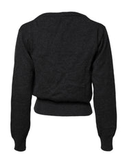 Dolce & Gabbana Grey Cashmere Deep V-neck Pullover Sweater -   -  Dolce & Gabbana.