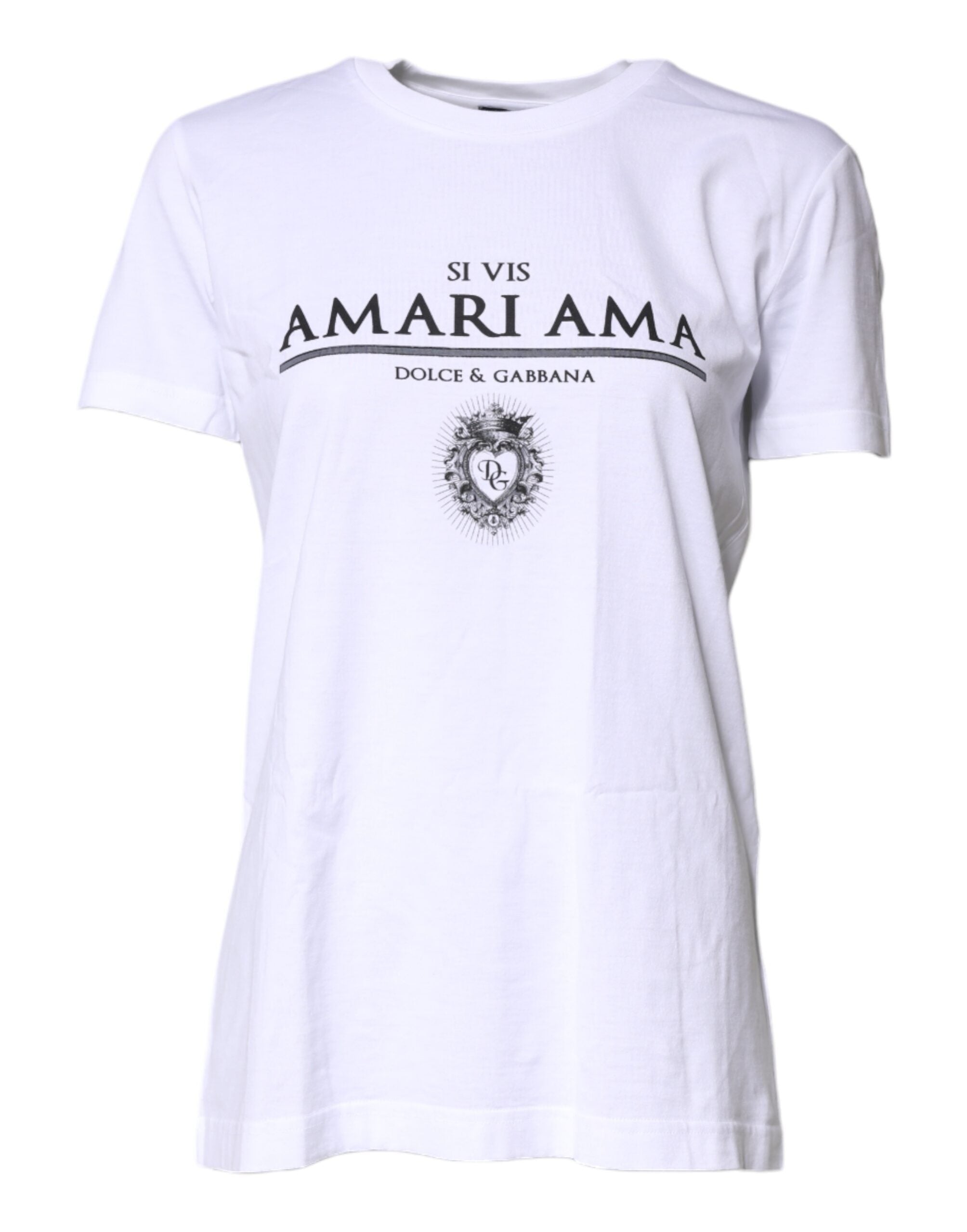 Dolce & Gabbana White Cotton Printed Round Neck Top T-shirt -   -  Dolce & Gabbana.