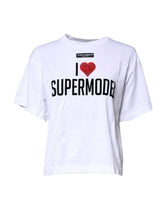 Dolce & Gabbana White Printed Round Neck Top Cotton T-shirt -   -  Dolce & Gabbana.