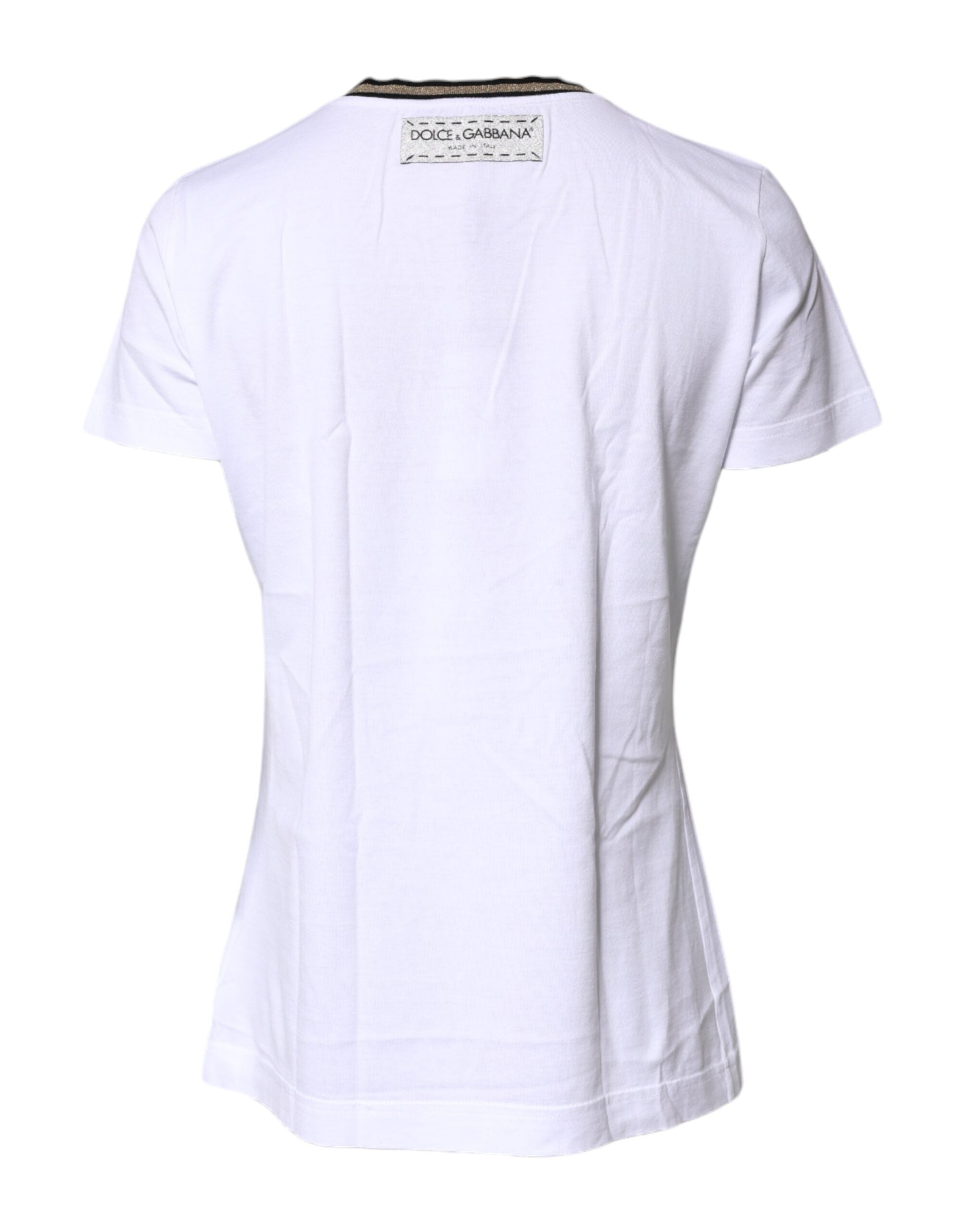 Dolce & Gabbana White Printed Round Neck Top Cotton T-shirt -   -  Dolce & Gabbana. Dolce & Gabbana White Printed Round Neck Top Cotton T-shirt -   -  Dolce & Gabbana.