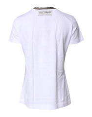 Dolce & Gabbana White Printed Round Neck Top Cotton T-shirt -   -  Dolce & Gabbana.