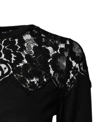 Dolce & Gabbana Black Floral Lace Long Sleeves Blouse Top -   -  Dolce & Gabbana.