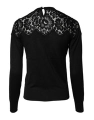 Dolce & Gabbana Black Floral Lace Long Sleeves Blouse Top -   -  Dolce & Gabbana.