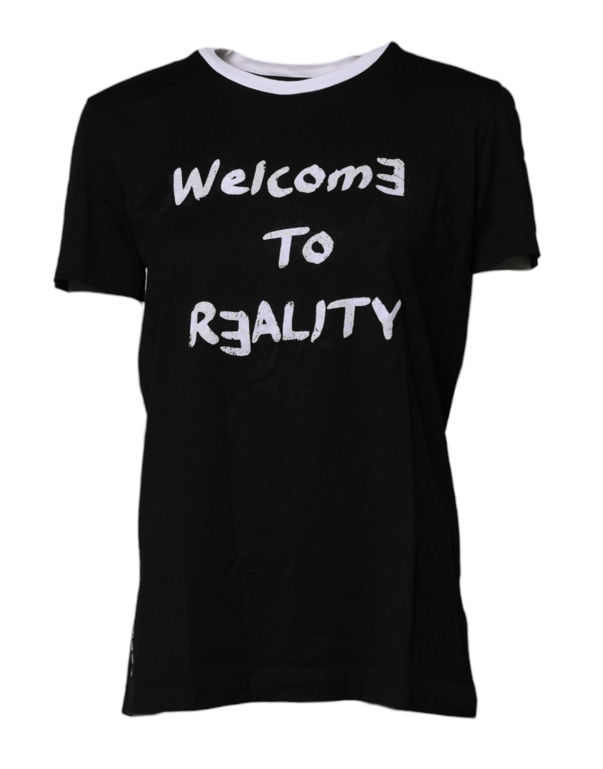 Dolce & Gabbana Black Printed Round Neck Top Cotton T-shirt -   -  Dolce & Gabbana.