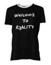 Dolce & Gabbana Black Printed Round Neck Top Cotton T-shirt -   -  Dolce & Gabbana.