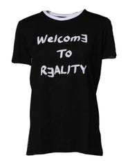 Dolce & Gabbana Black Printed Round Neck Top Cotton T-shirt -   -  Dolce & Gabbana.