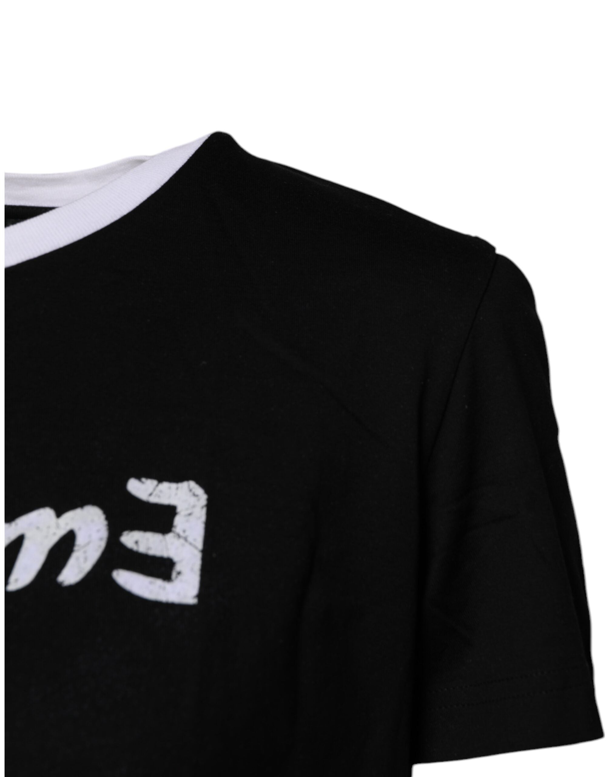 Dolce & Gabbana Black Printed Round Neck Top Cotton T-shirt -   -  Dolce & Gabbana. Dolce & Gabbana Black Printed Round Neck Top Cotton T-shirt -   -  Dolce & Gabbana.