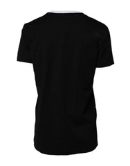 Dolce & Gabbana Black Printed Round Neck Top Cotton T-shirt -   -  Dolce & Gabbana.