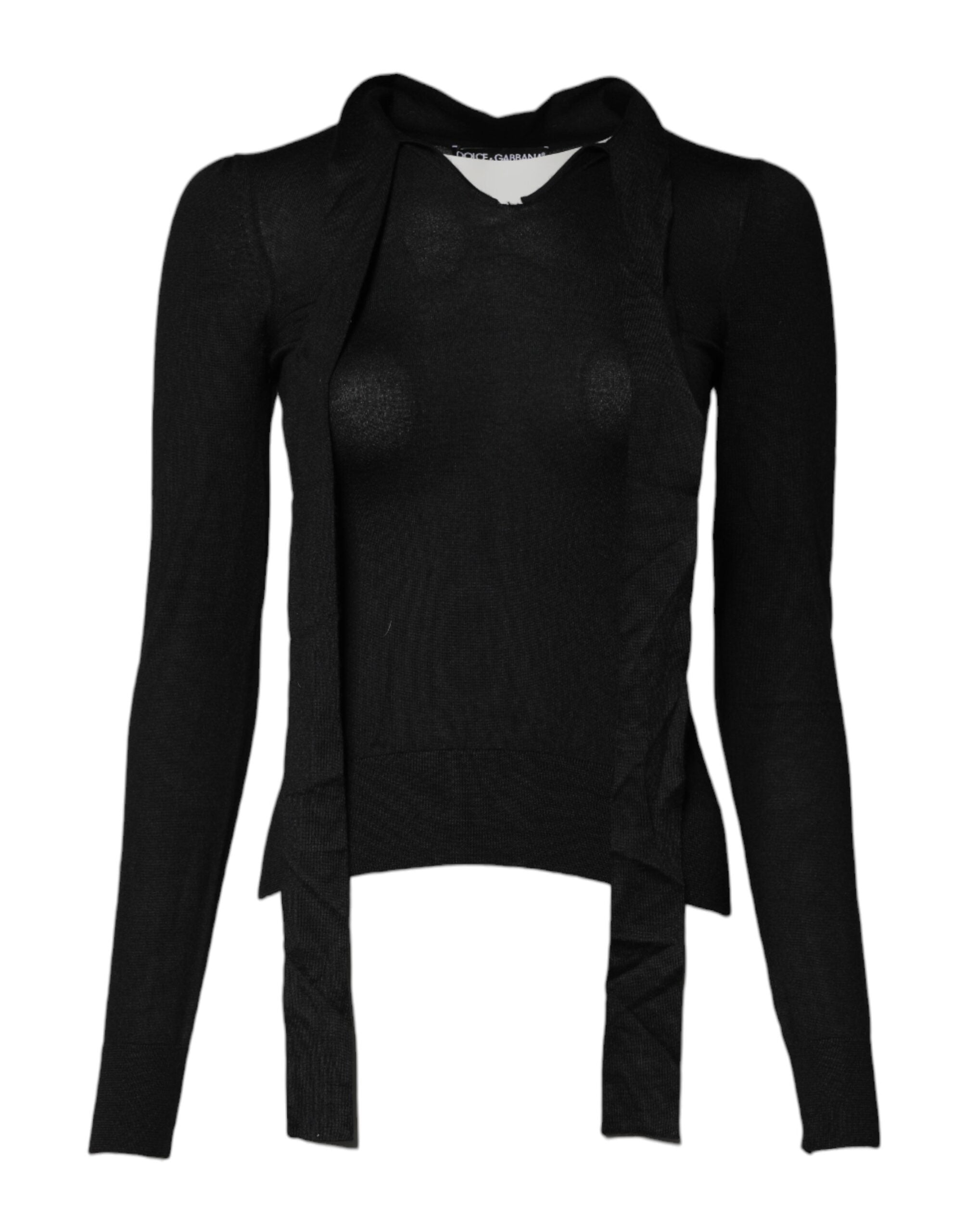 Dolce & Gabbana Black Cashmere Ascot Collar Long Sleeve Top -   -  Dolce & Gabbana. Dolce & Gabbana Black Cashmere Ascot Collar Long Sleeve Top -   -  Dolce & Gabbana.