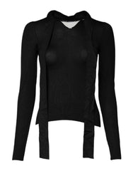 Dolce & Gabbana Black Cashmere Ascot Collar Long Sleeve Top -   -  Dolce & Gabbana.