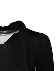 Dolce & Gabbana Black Cashmere Ascot Collar Long Sleeve Top -   -  Dolce & Gabbana.
