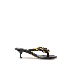 Bottega Veneta Black Leather Flip-Flop Sandal -   -  Bottega Veneta.