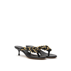 Bottega Veneta Black Leather Flip-Flop Sandal -   -  Bottega Veneta.